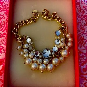 Gold rhinestone and pearl necklace by Lilly Pulitzer!